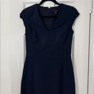 Ann Taylor Navy Blue Ponte Sheath Midi Dress